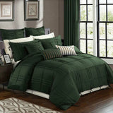 Luxury Box Pleated Duvet Set- Green