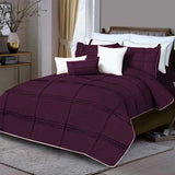 Box Pleated Duvet Set - Purple & White