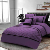 Pinch Pleated Duvet Set 8 Pieces - Purple & Black