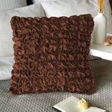 Pack Of 2 Luxury Velvet Ruffle Cushions  - Brown