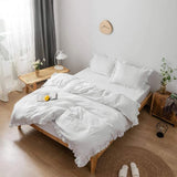 4 Pieces Ruffles Duvet Set - White (0125)