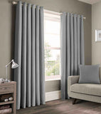 2 Pieces Plain Dyed Eyelet Curtains with linning - Silver Grey