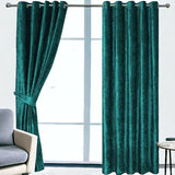 (2 Pieces) PLAIN Velvet Curtain - Teal