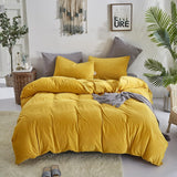 Reversible Duvet Set Velvet  - Mustard & Grey (280)