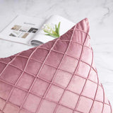 Pack of 2 Velvet Decorative Pleated Square Cushion - Pink