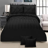 8 Pieces Pintuck & Cross Pleated Duvet Set - Black