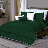 Box Pleated Duvet Set - Green & White