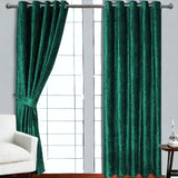 (2 Pieces) PLAIN Velvet Curtain - Green