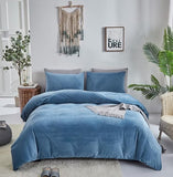 Reversible Duvet Set Velvet  - Lake Blue & Grey (287)