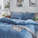 Reversible Duvet Set Velvet  - Lake Blue & Grey (287)