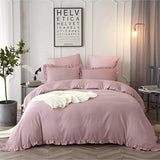 3 Pcs Ruffle Edge Duvet Cover Set - Blush Pink