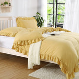 3 Pcs Ruffle Edge Duvet Cover Set - Yellow