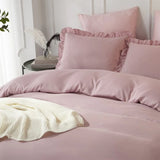 3 Pcs Ruffle Edge Duvet Cover Set - Blush Pink