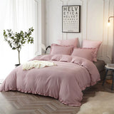 3 Pcs Ruffle Edge Duvet Cover Set - Blush Pink