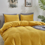 Reversible Duvet Set Velvet  - Mustard & Grey (280)