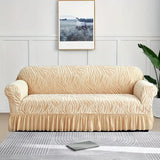 Zebra Velvet Sofa Covers Beige