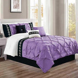 Embroidered Pintuck Duvet Set - Light Purple