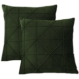 Pack of 2 Velvet Decorative Pleated Square Cushion - Green