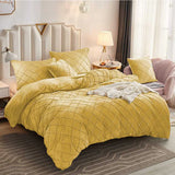 Cross Pleated Duvet Set Velvet - Golden