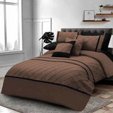 Pinch Pleated Duvet Set 8 Pieces - Brown & Black (103)