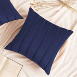 Pack of 2 Velvet Decorative Pleated Square Cushion - Blue