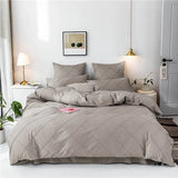 Cross Pleated Duvet Set - Beige