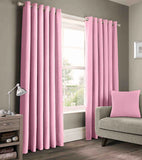 2 Pieces Plain Dyed Eyelet Curtains with linning - Pink