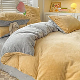 Reversible Duvet Set Velvet  - Golden & Light Grey (282)