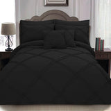 8 pcs 3 Row Cross Pleated Duvet Set - Black