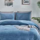 Reversible Duvet Set Velvet  - Lake Blue & Grey (287)