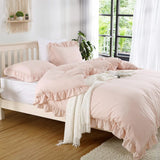 3 Pcs Ruffle Edge Duvet Cover Set - Light Pink