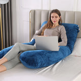 U Shape Velvet Pregnancy Pillow – Blue