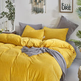 Reversible Duvet Set Velvet  - Mustard & Grey (280)