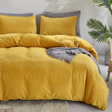 Reversible Duvet Set Velvet  - Mustard & Grey (280)