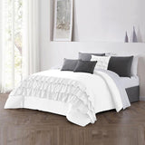 8 Pcs Ruffle Duvet Cover Set - White (0132)