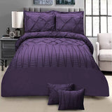 8 Pieces Pintuck & Cross Pleated Duvet Set - Purple