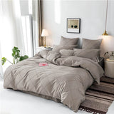 Cross Pleated Duvet Set - Beige