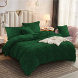 Cross Pleated Duvet Set Velvet - Green