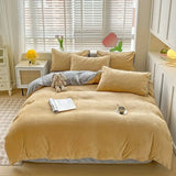 Reversible Duvet Set Velvet  - Golden & Light Grey (282)