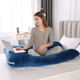 U Shape Velvet Pregnancy Pillow – Blue