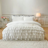 3 Pcs Ruffle Duvet Cover Set - White