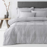 New Luxury Box Pleated Duvet Set- Grey