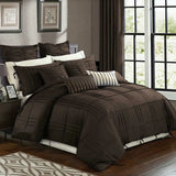 Luxury Box Pleated Duvet Set- Brown