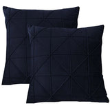 Pack of 2 Velvet Decorative Pleated Square Cushion - Navy Blue