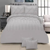 8 Pieces Pintuck & Cross Pleated Duvet Set - White