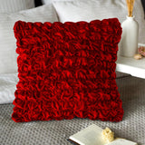 Pack Of 2 Luxury Velvet Ruffle Cushions  - Red