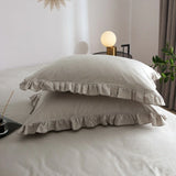 3 Pcs Ruffle Edge Duvet Cover Set - Grey