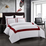 Mitered Corner Duvet Set - White & Red