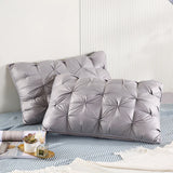 Pack of 2 Filled Pintucks Pillows- Silver Grey