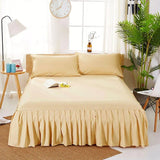 3 PCS Fitted Bed Skirt With Pillow Cover - Golden